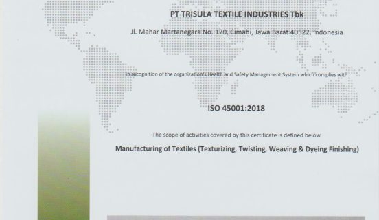 Sertifikat SNI ISO 45001 : 2018  (16 Oktober 2021)