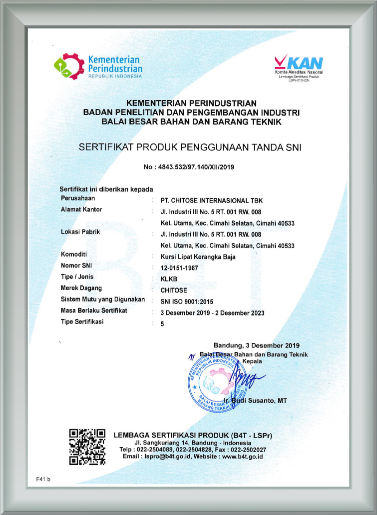 Chitose_SNI Kursi Lipat Kerangka Baja