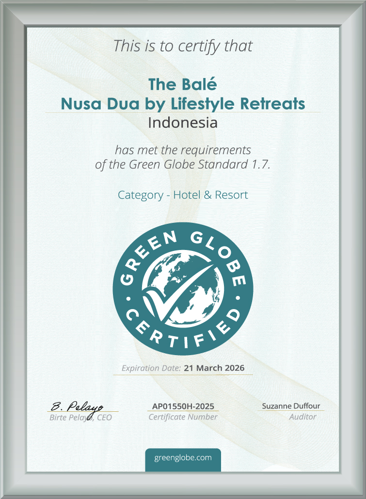 LifeStyle Retreats_Bale - Green Globe Certificate