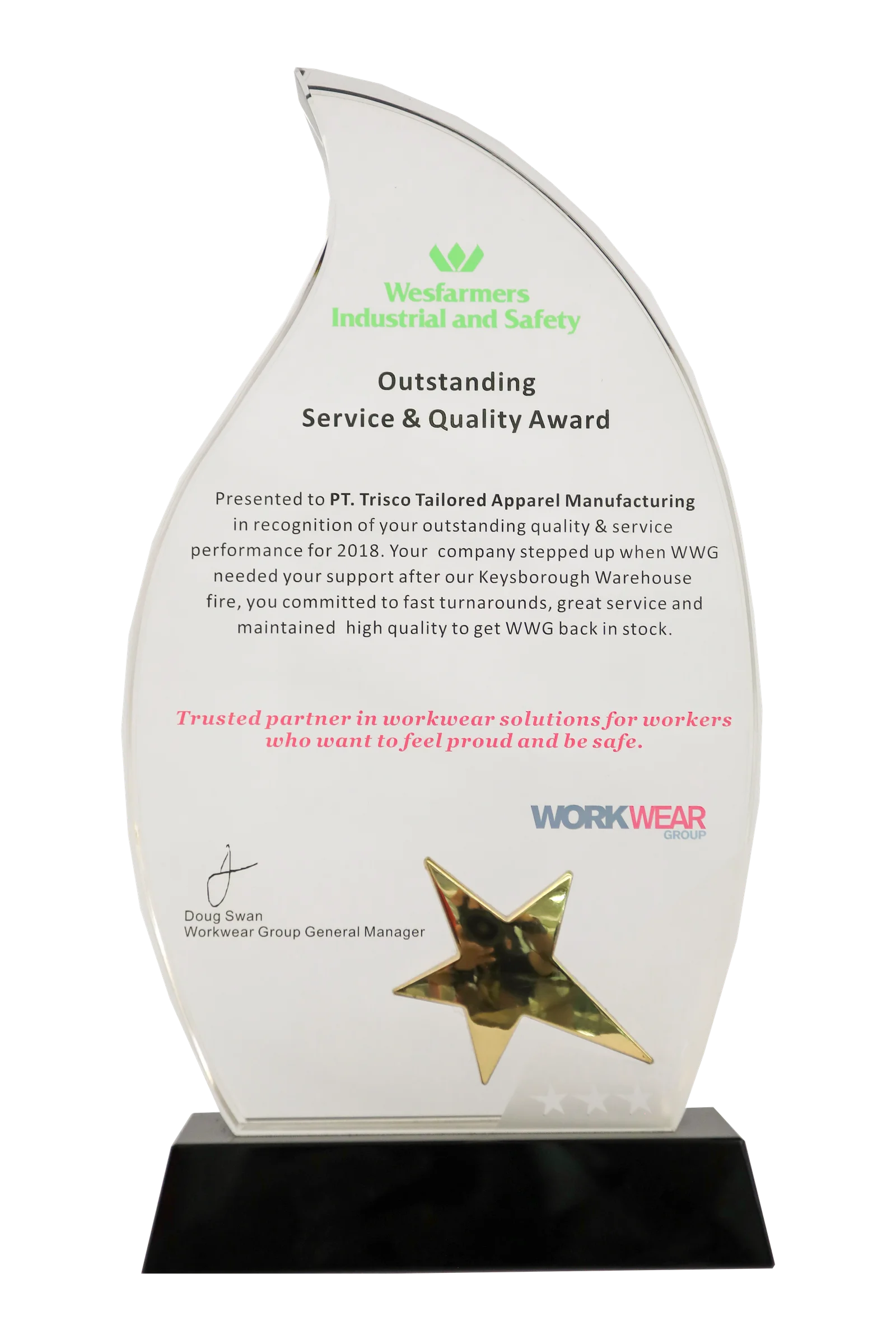 Trisco_Wesfarmers Outstanding Service & Quality