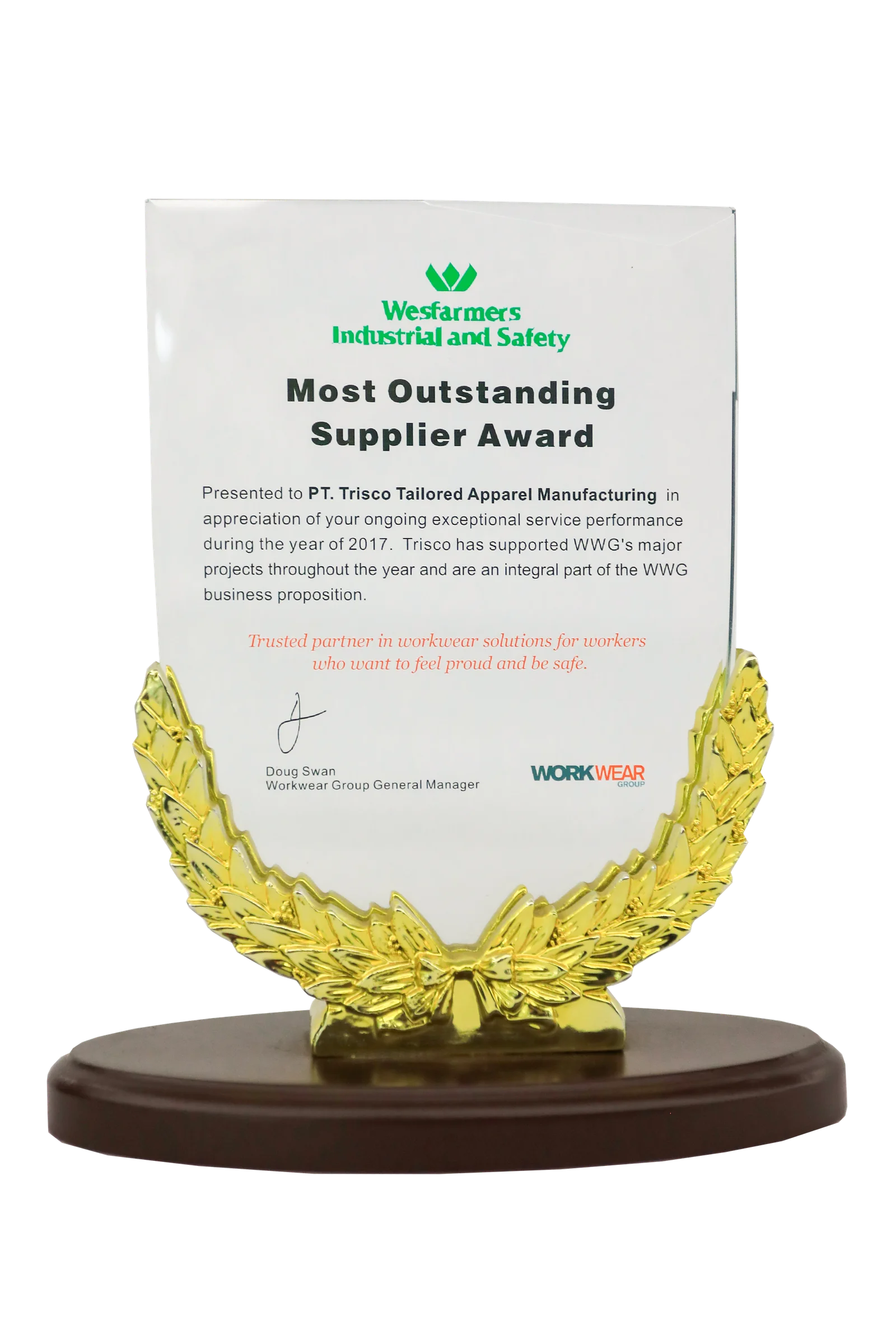 Trisco_Wesfarmers Outstanding Supplier